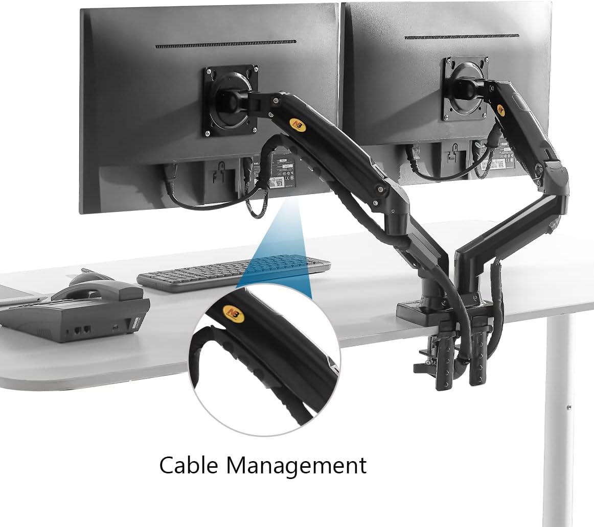 Dual Monitor Desk Mount Stand Gas Spring 360 Degree Full Rotation ; Computer Monitor Arm for Two Screens 17″ – 27″ Inch with 2~9 Kg Load Capacity for Each Display ; F160 Dual Monitor Desk Mount Stand Gas Spring 360 Degree Full Rotation ; Computer Monitor Arm for Two Screens 17″ – 27″ Inch with 2~9 Kg Load Capacity for Each Display ; F160